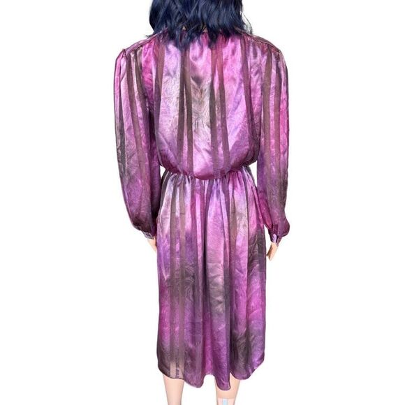 Vintage Strait Line 70s Purple Midi Dress - Picture 5 of 6